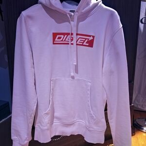 Diesel White Sweatshirt with Red Accents